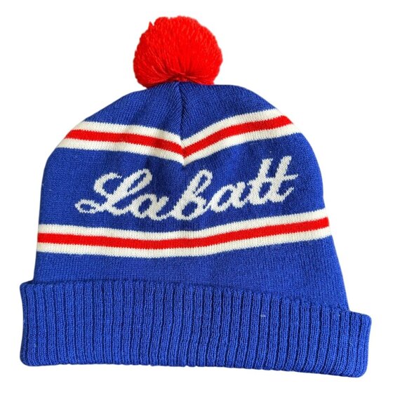 Labatt Beer Retro-Style Beanie Toque, Red Poof, Retro Hat - Picture 1 of 5